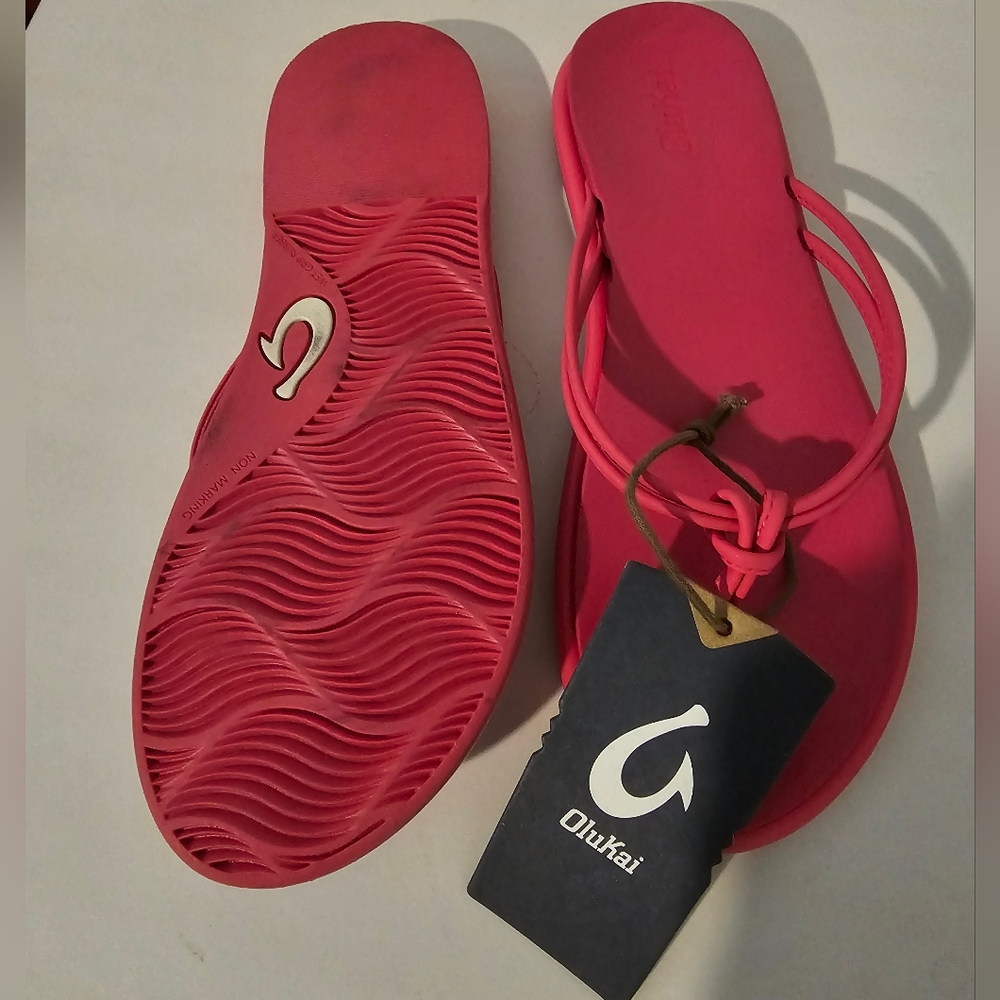 OluKai Women's Bright Pink Knotted Strap Sandals - Picture 2 of 3